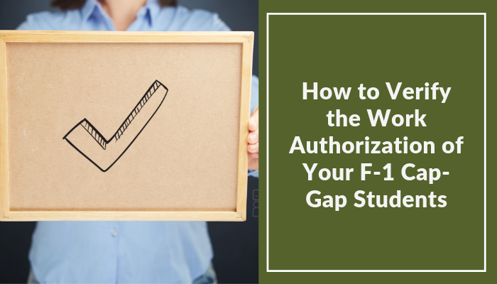 how to verify the work authorization of your F-1 cap-gap students
